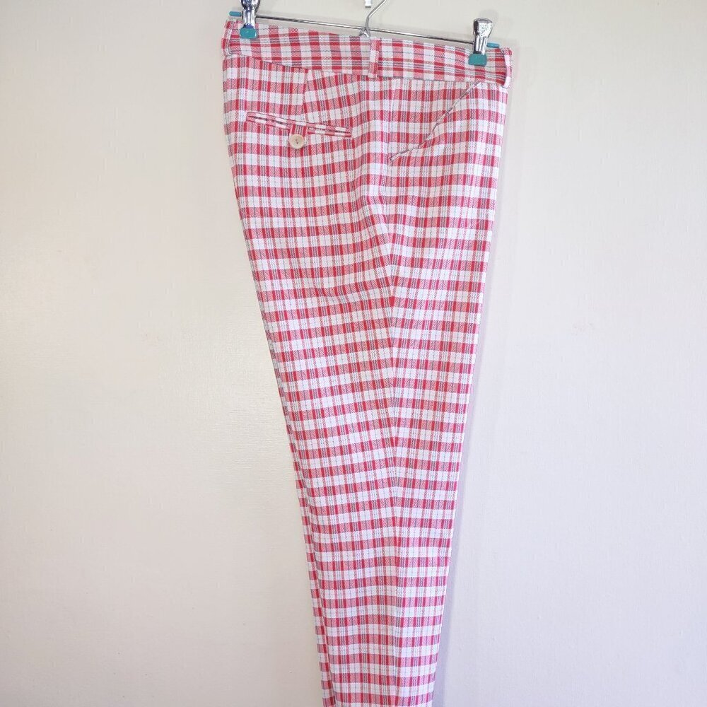 Peter Millar Pink and White Gingham Cropped Pants
